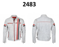 Nick Lable A One Leagther Men's Racing-Style Distressed White Leather Jacket (Style 2483)