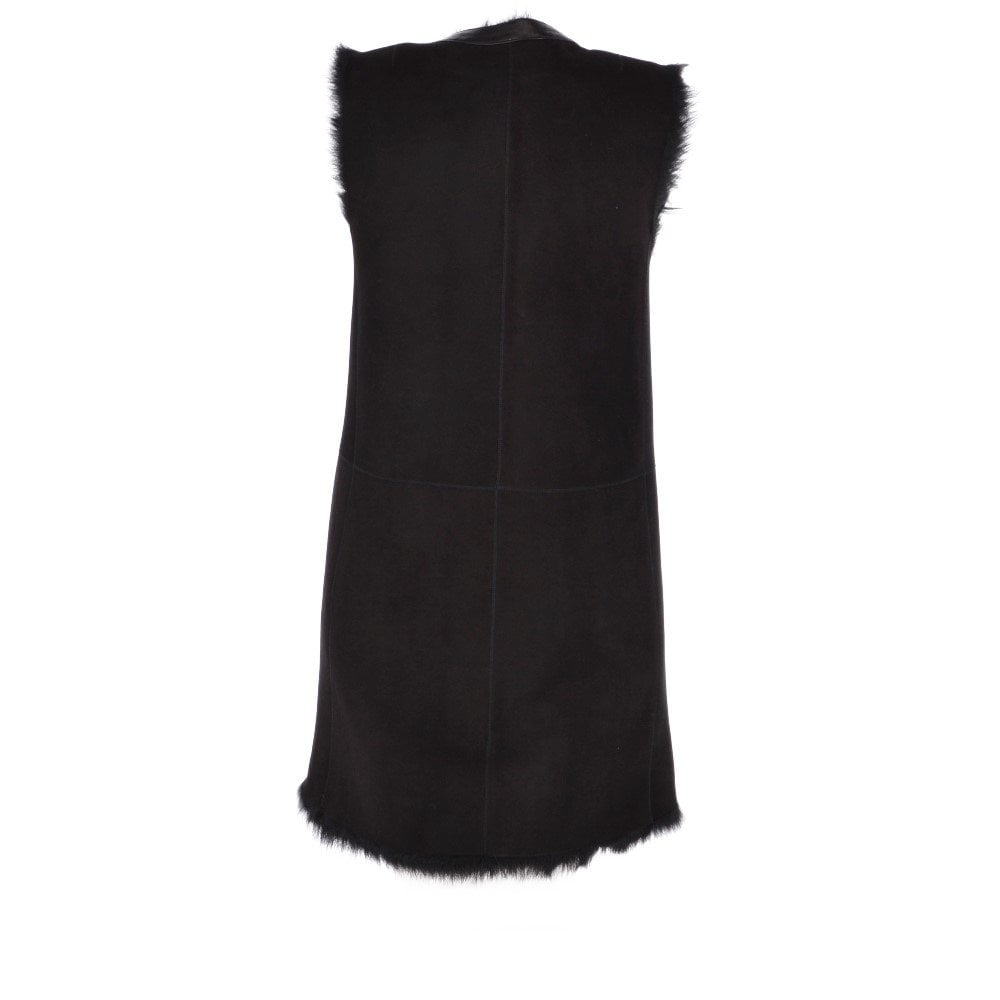 3/4 Length Toscana Suede Leather Gilet Black : Gerel