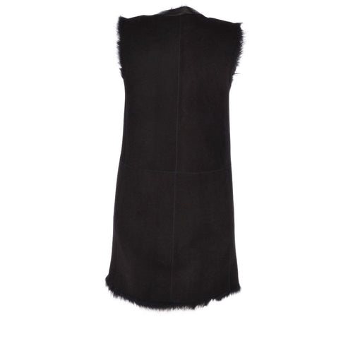 3/4 Length Toscana Suede Leather Gilet Black : Gerel