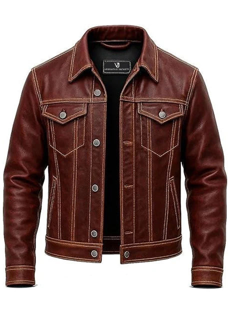 Men’s Vintage Leather Trucker Jacket