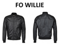 Nick Lable A One Leagther Men's Classic Black Leather Bomber Jacket (Style FO WILLIE)