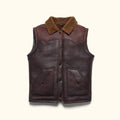 Jackson Leather Shearling Vest:Brown