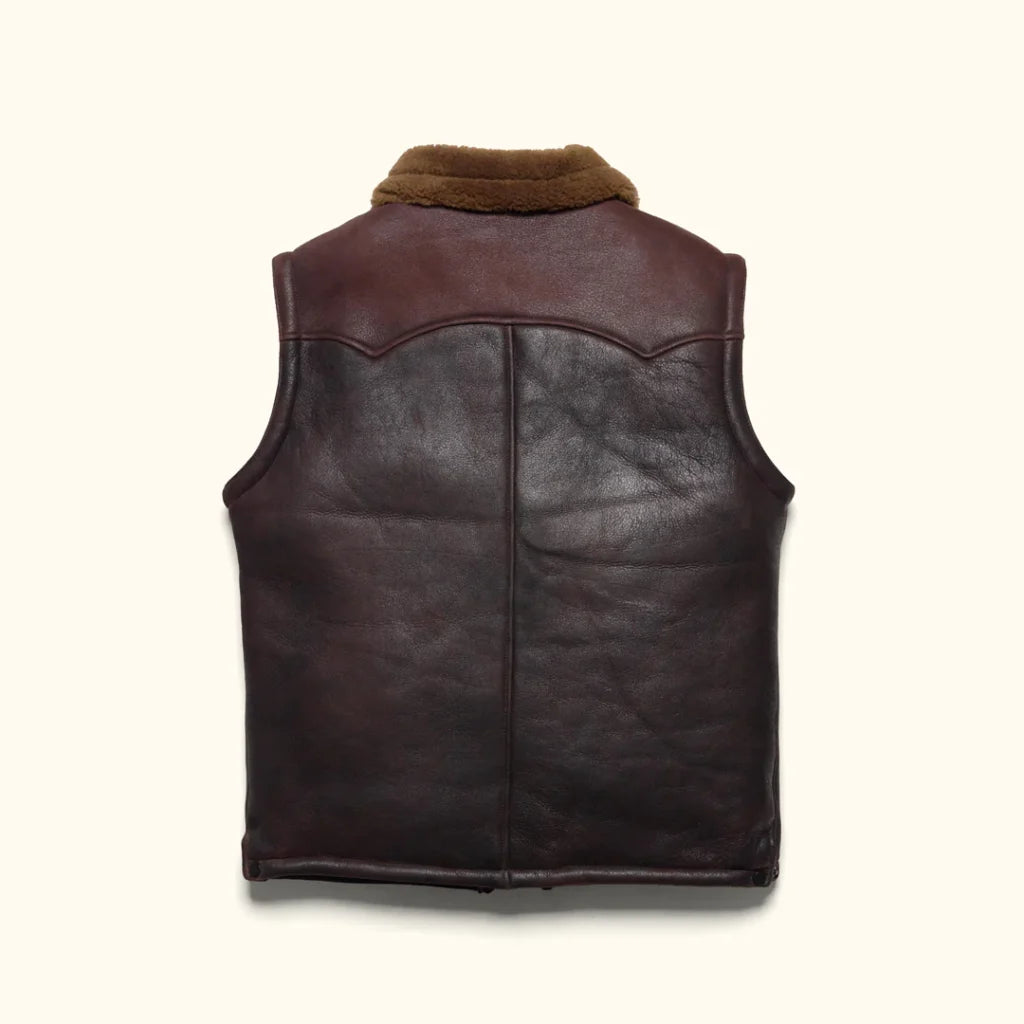 Jackson Leather Shearling Vest:Brown