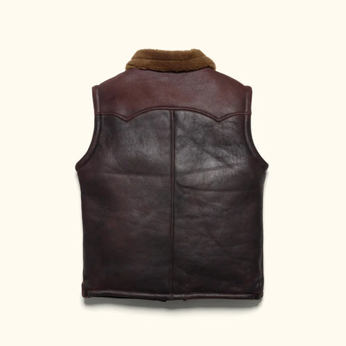 Jackson Leather Shearling Vest:Brown