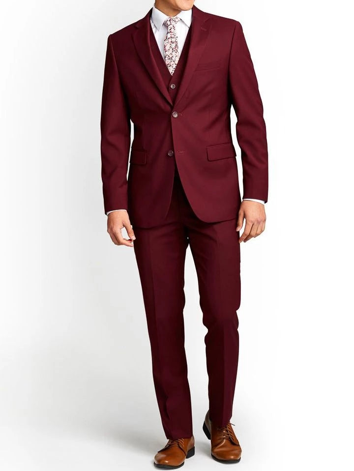 Men’s Three-Piece Slim Fit Maroon Suit – Wedding Suit for Men