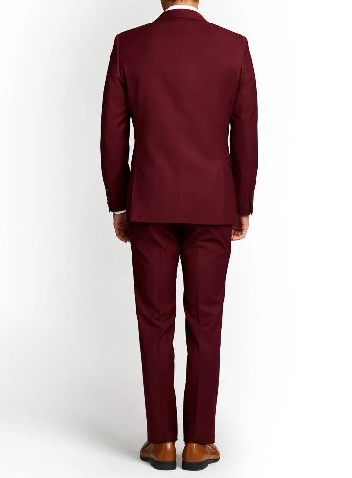 Men’s Three-Piece Slim Fit Maroon Suit – Wedding Suit for Men
