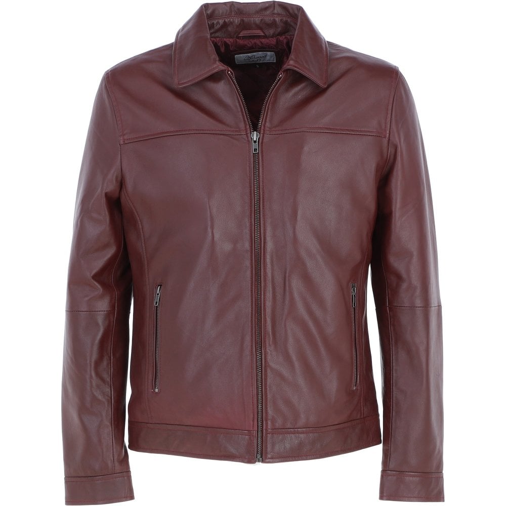 Leather Brando Jacket Burgundy: AMJ-91
