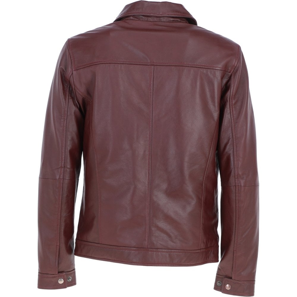 Leather Brando Jacket Burgundy: AMJ-91