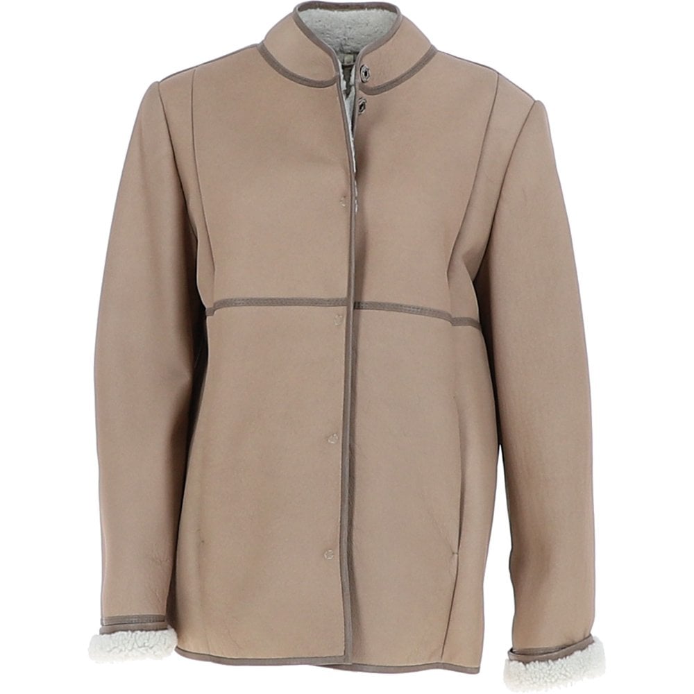 Lamb Shearling MandarinLamb Shearling Mandarin Collar Jacket Beige : Liane Collar Jacket Beige : Liane