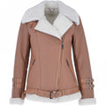 womens suede sheepskin hooded coat grey heather