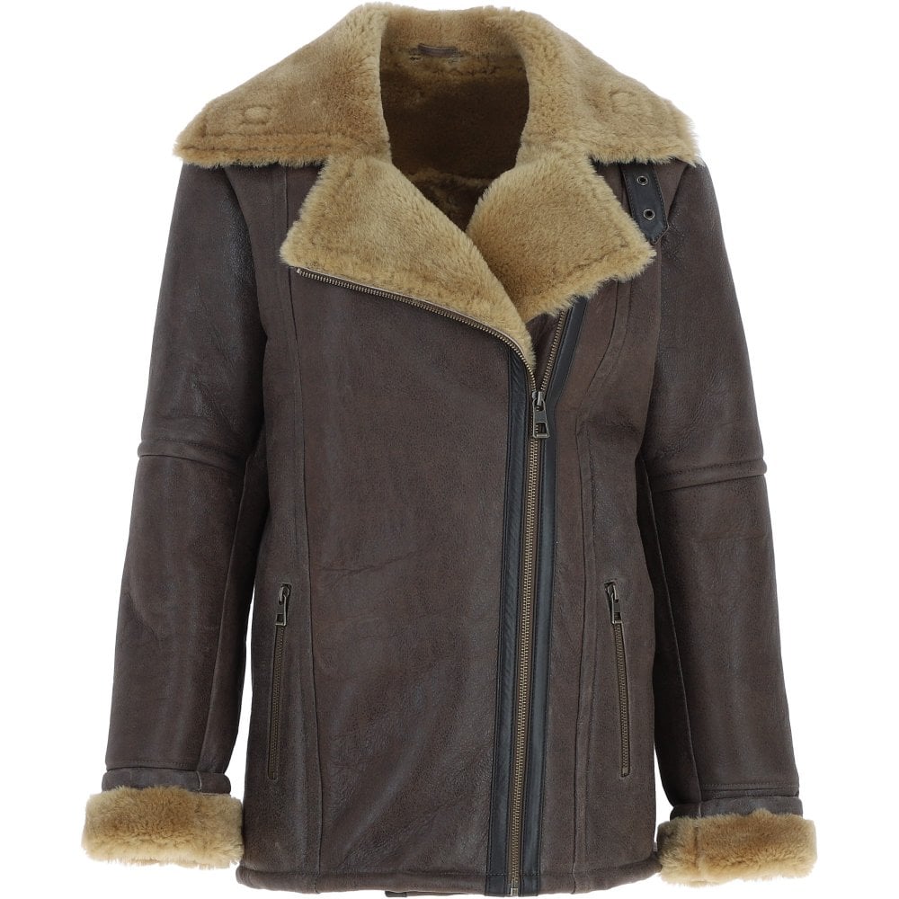 Oversized Sheepskin Aviator Jacket Camel Antique KB-680
