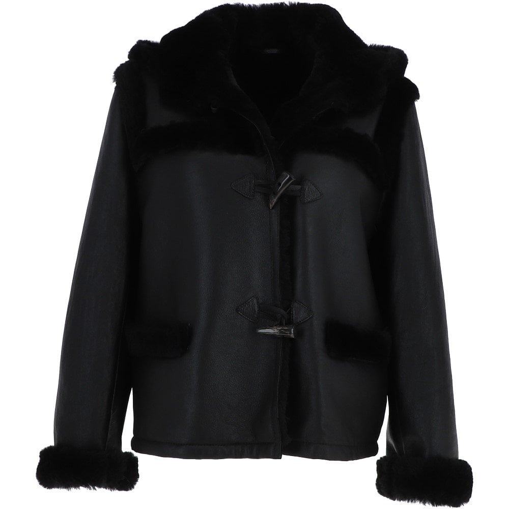 Shearling Jacket With Hood Black Jayla