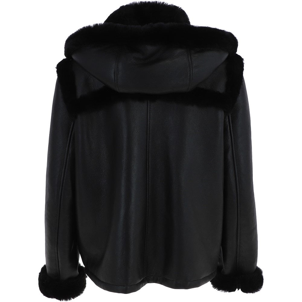 Shearling Jacket With Hood Black Jayla