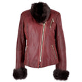 Short Toscana Biker Style Sheepskin Jacket Bordeaux Evelyn