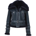 Women’s Aviator Biker Jacket BlueBlack 2420