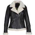 Womens Shearling Biker Jacket Brown 2418