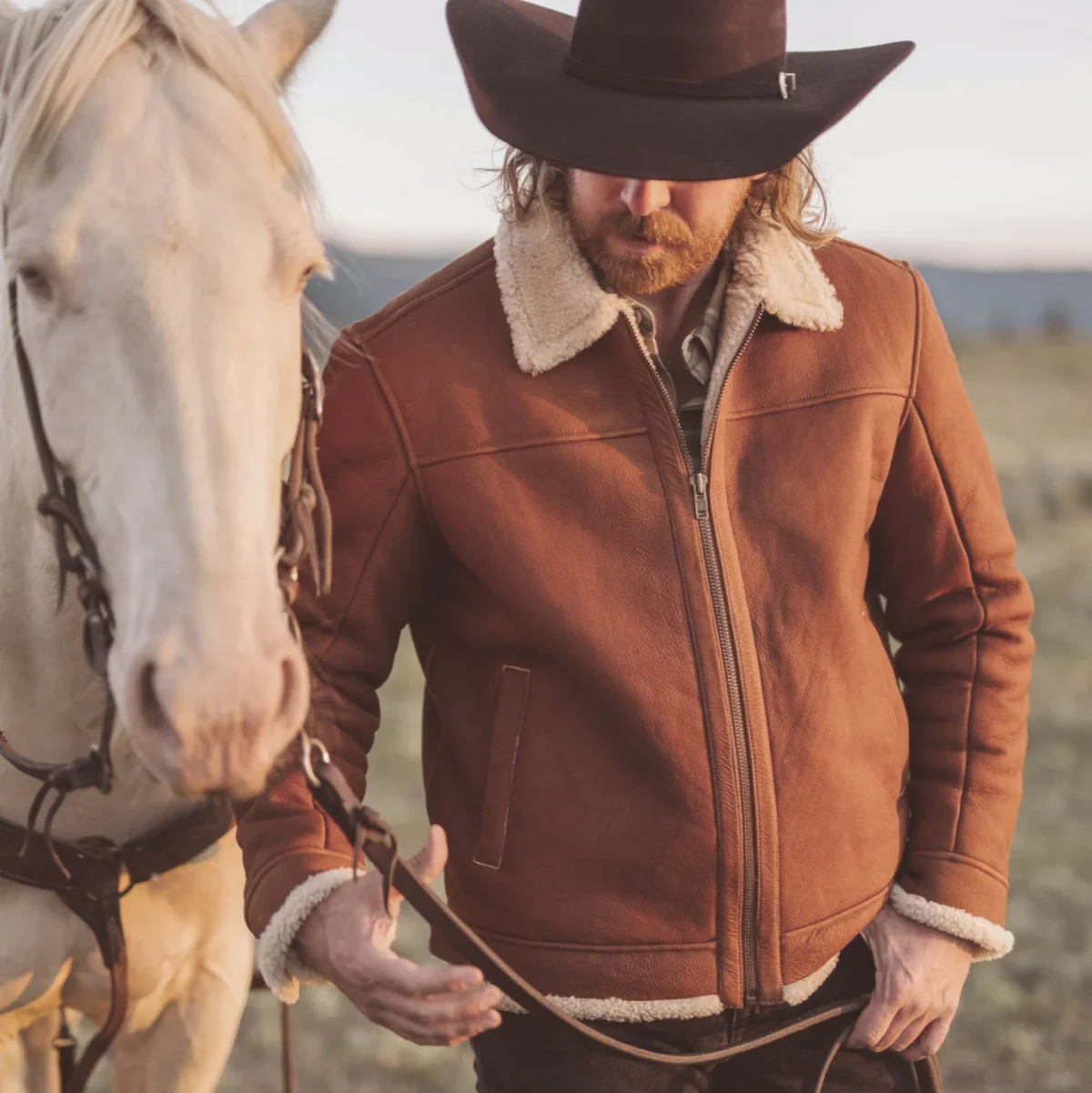 Shearling Leather Bomber Jacket - Image 2