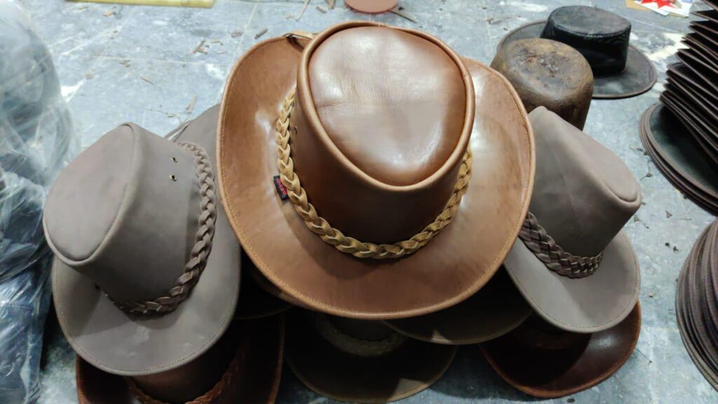 Western leather cowboy hat