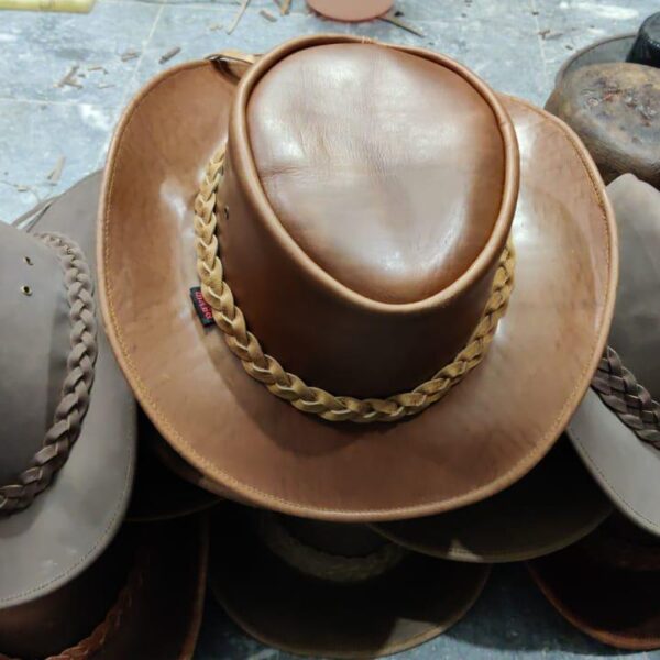 Western leather cowboy hat